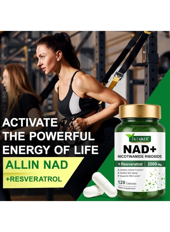TKTALKER NAD Supplement 2000 Mg - 120 Capsules True NAD & Resveratrol, NMN Alternative Liposomal NAD+ for Women & Men, Support Cellular Health, Stamina & Healthy Aging - Ultra Strength Capsules - Image 4